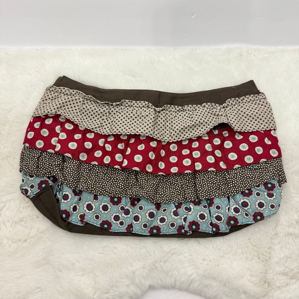 Thirty-One Brown,‎ Red, Tan, Blue Ruffle Fitted Purse Skirt Shell Only